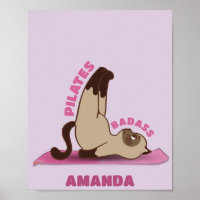 Pilates Badass Workout Kitty Cat Poster