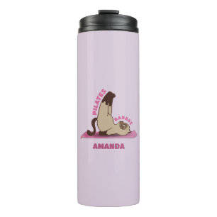 Pilates Badass Workout Kitty Cat Travel Mug Thermosbecher