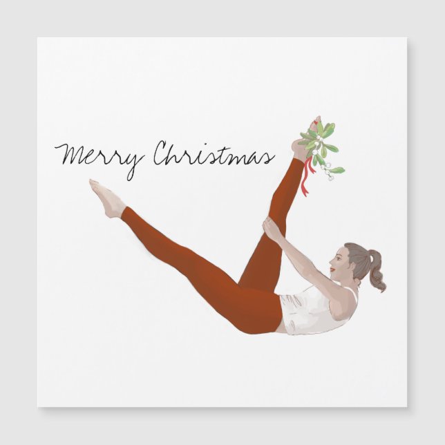 Pilates Christmas Card Magnetkarte (Vorderseite)