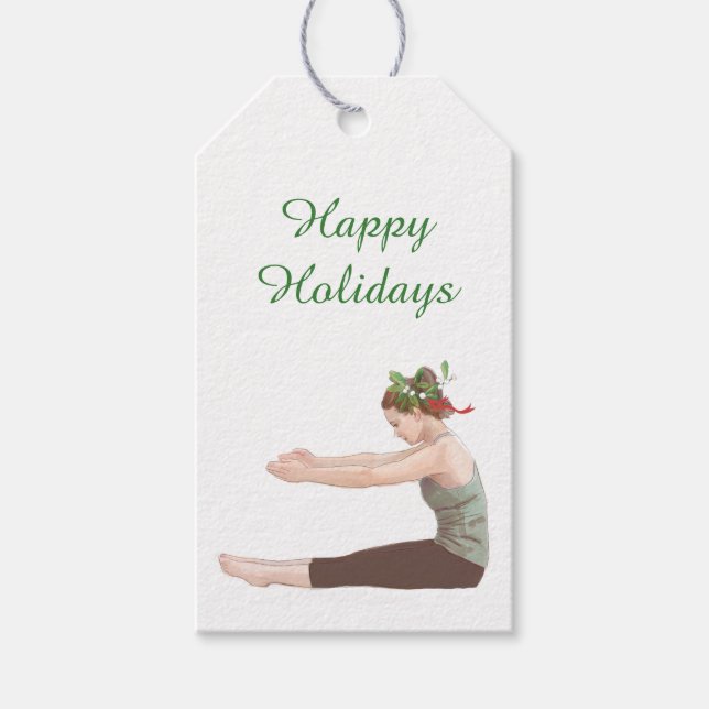 Pilates Christmas Geschenk Tag Spine Stretch Geschenkanhänger (Vorderseite)