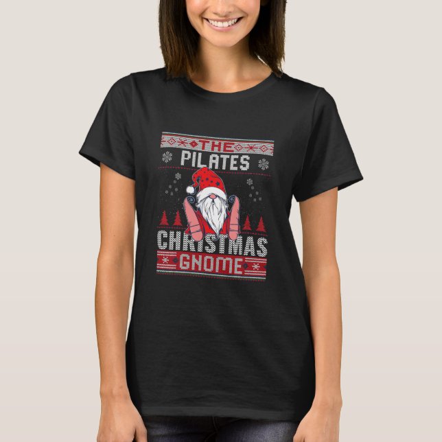 Pilates Christmas Gnome Matching T-Shirt (Vorderseite)