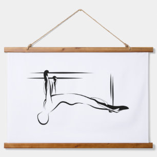 Pilates Hanger Pull Up Pose - Cadillac Wandteppich Mit Holzrahmen