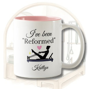 PILATES ICH BIN "REFORMIERT" REFOMER NAME ZWEIFARBIGE TASSE