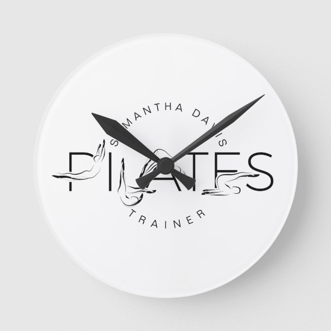 Pilates Instructor Pilates Wort Metal Print Runde Wanduhr (Vorderseite)