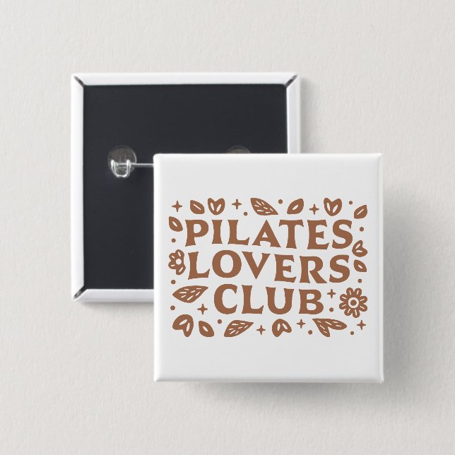 Pilates lovers club boho floral aesthetic button (Vorne & Hinten)