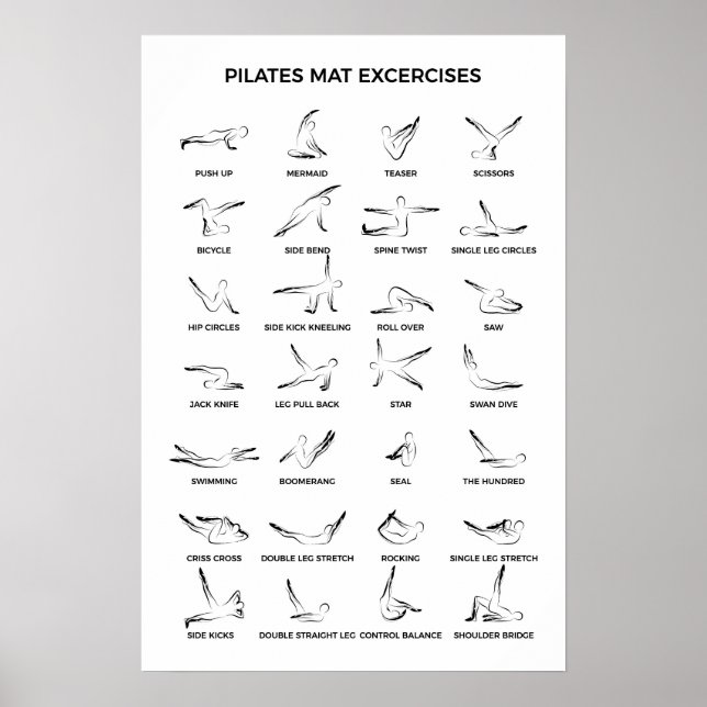 Pilates Mat Übungen Poster (Vorne)