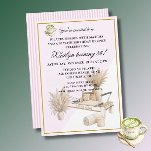 *Pilates & Matcha (jeden Alters) 25. Geburtstagsfe Einladung