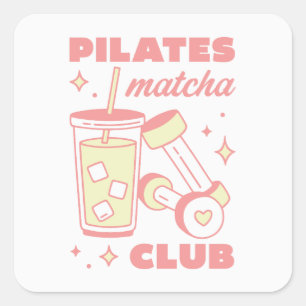 Pilates Matcha-Liebhaber-Club-Community Quadratischer Aufkleber