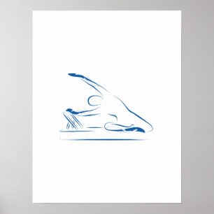 Pilates - Meerjungfrau auf dem Reformer blau Poster