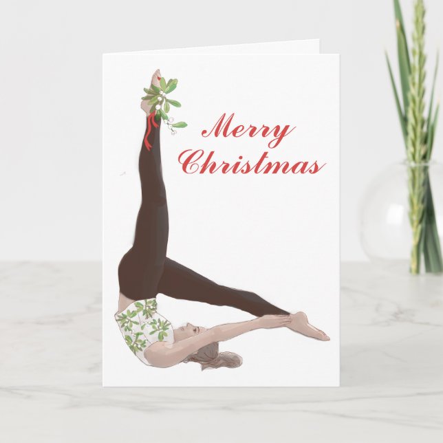 Pilates Mistletoe Weihnachtskarte Feiertagskarte (Vorderseite)
