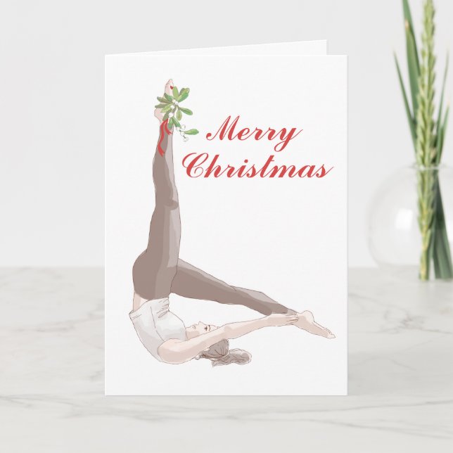 Pilates Mistletoe Weihnachtskarte Feiertagskarte (Vorderseite)