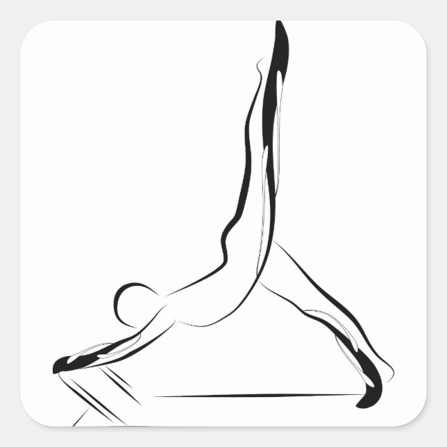 Pilates-Pose Quadratischer Aufkleber (Vorderseite)