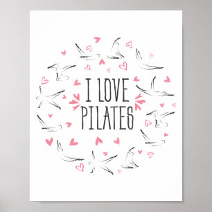 Pilates Posen in der Form eines Kreises Poster