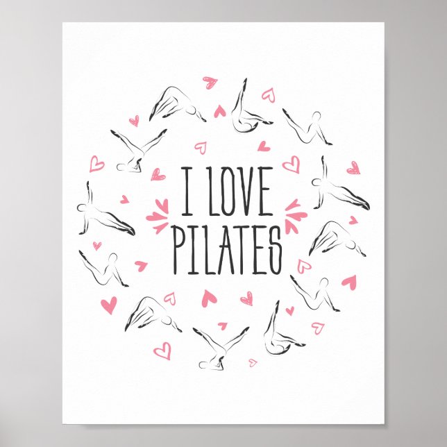 Pilates Posen in Form einer LIEBE I PILATES Poster (Vorne)