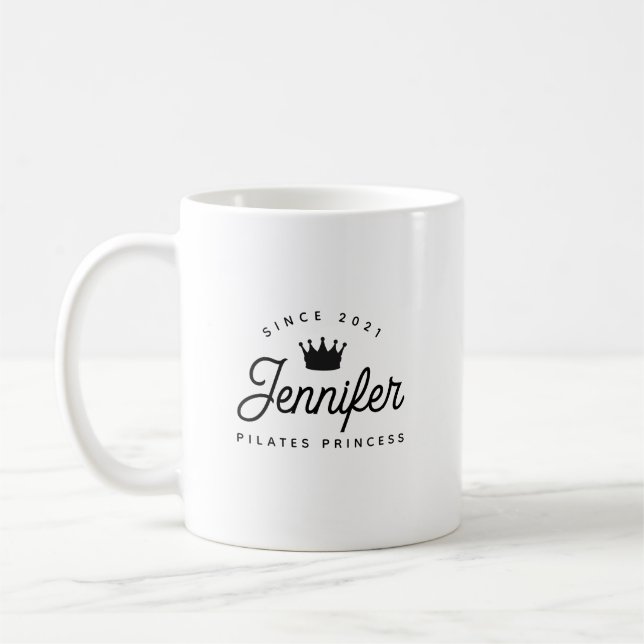 Pilates-Prinzessin-Typografie-Name Kaffeetasse (Links)