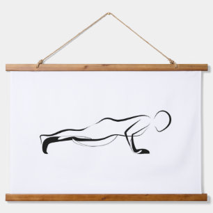 Pilates Push up Pose - Mat Wandteppich Mit Holzrahmen