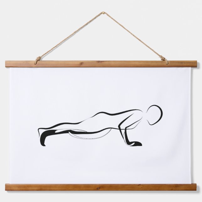 Pilates Push up Pose - Mat Wandteppich Mit Holzrahmen (Vorne)