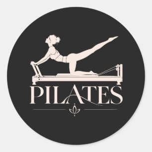 Pilates Reformer-Blassrosa-Grafik Runder Aufkleber