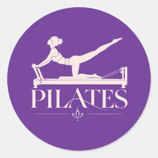 Pilates Reformer-Lila und Blassrosa Runder Aufkleber