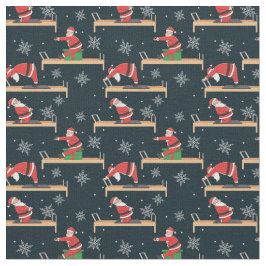 Pilates Reformer Santa Seamless Christmas Patterns Stoff