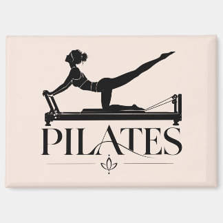 Pilates Reformer Schwarz und Blassrosa Magnet