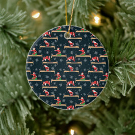 Pilates Reformer Weihnachtsmann nahtlose Weihnacht Keramik Ornament