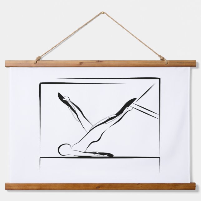 Pilates Shoulder Roll Down Pose - Cadillac Wandteppich Mit Holzrahmen (Vorne)