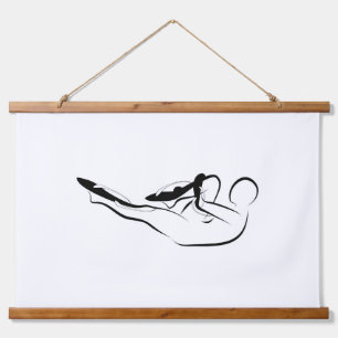 Pilates Single Leg Stretch - matt Wandteppich Mit Holzrahmen