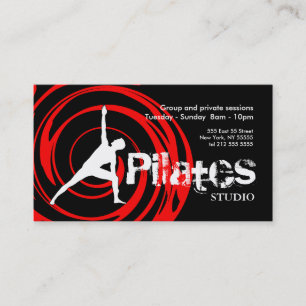 Pilates Studio-Visitenkarte-Schwarz-Rot Visitenkarte
