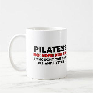 Pilates-Torte und Latte Macchiato Lustiger Becher Tasse