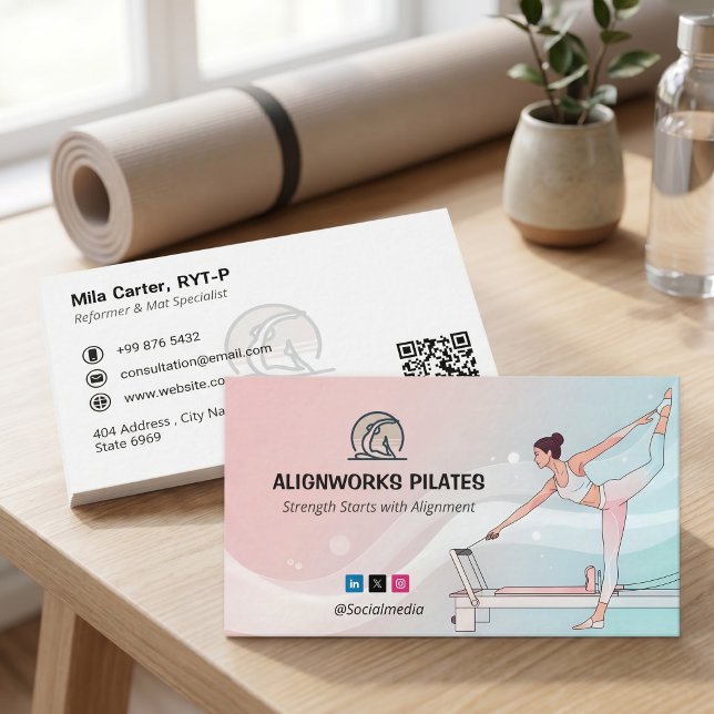 Pilates-Trainingsbusiness | Farbiger Geist Visitenkarte (Von Creator hochgeladen)