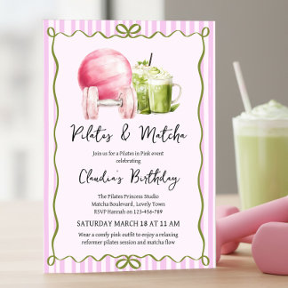 Pilates- und Matcha-Wellness-Geburtstagsfeier für Einladung