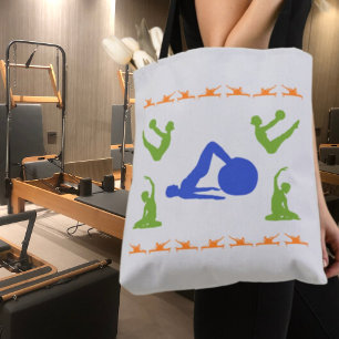 Pilates Women's Silhouetten-Blau, Grün & Orange
