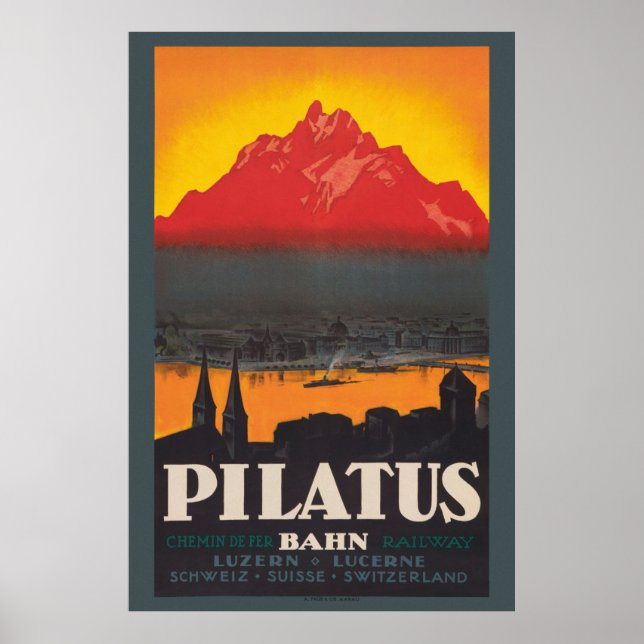 Pilatus Bahn Switzerland Vintage Poster 1910 (Vorne)