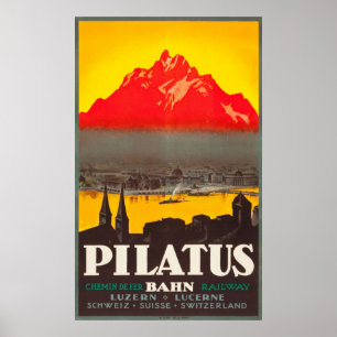 Pilatus Bahn Switzerland Vintage Travel Poster