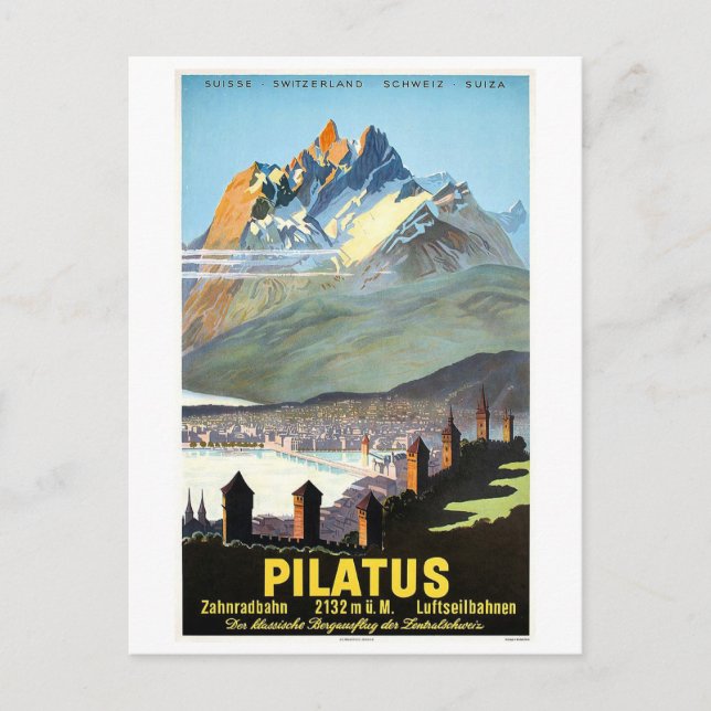 Pilatus, Berge, Schweiz, Jahrgang Postkarte (Vorderseite)