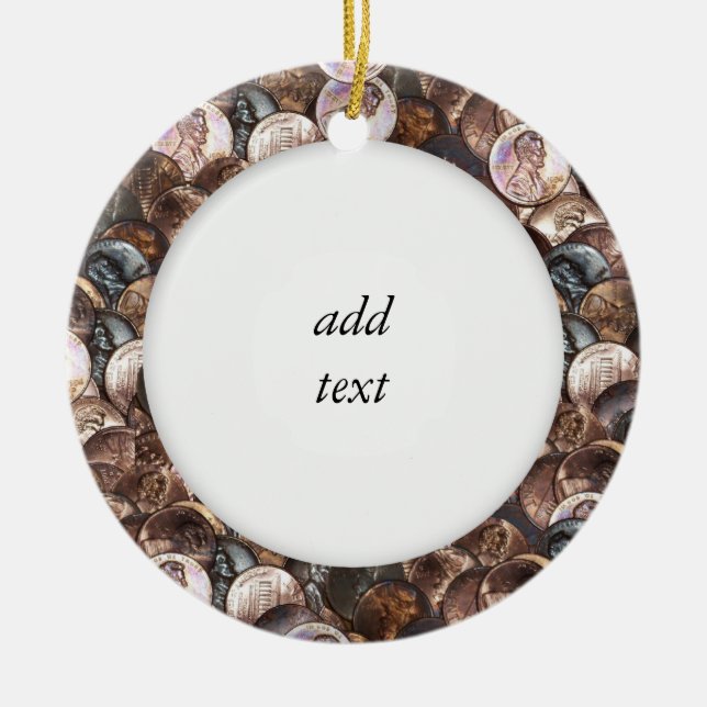 Pile of Pennies - Ein Cent Penny spendet Hintergru Keramikornament (Vorne)