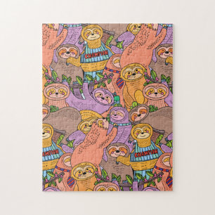 Pile von Niedlichen Cartoon Sloths! Herausforderun Puzzle