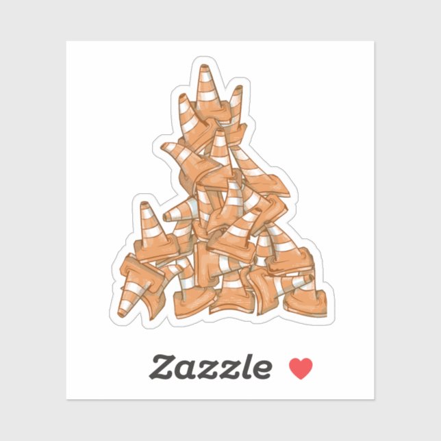 Pile von orangefarbenen Straßenkegel Aufkleber (Blatt)