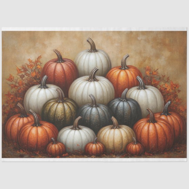 Pile von Pumpkins Decoupage Seidenpapier (Vorderseite)