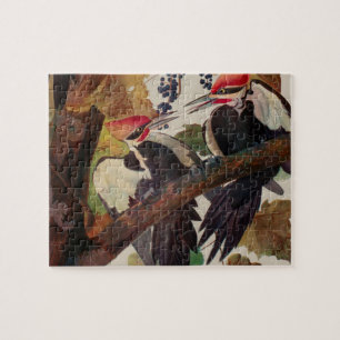 Pileated Woodpecker Audubon Bird Wildlife Painting Puzzle