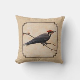 Pileated Woodpecker Tan Kissen
