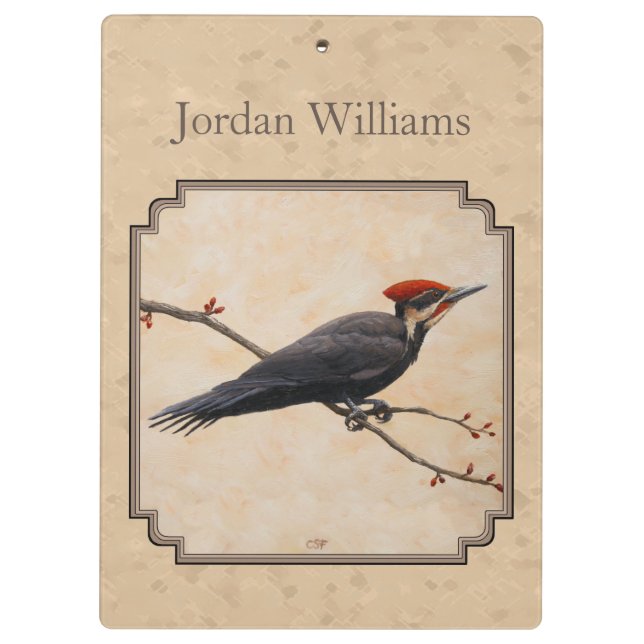 Pileated Woodpecker Tan Klemmbrett (Rückseite)