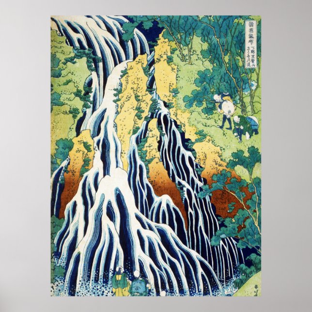 Pilger am Kirifuri-Wasserfall japanische Kunst  Poster (Vorne)