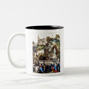 Pilger am Schrein der Gottesmutter von Lourdes - 1 Zweifarbige Tasse