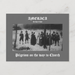 Pilger auf dem Weg zur Kirche Postkarte