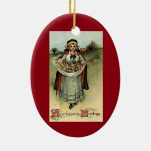 Pilger-Dame Vintage Thanksgiving-Ornament Keramikornament