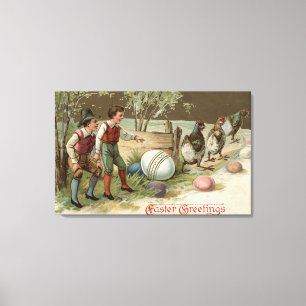 Pilger, die Ostereier unterstreichen Leinwanddruck