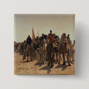 Pilger, die zu Mekka, 1861 gehen Button