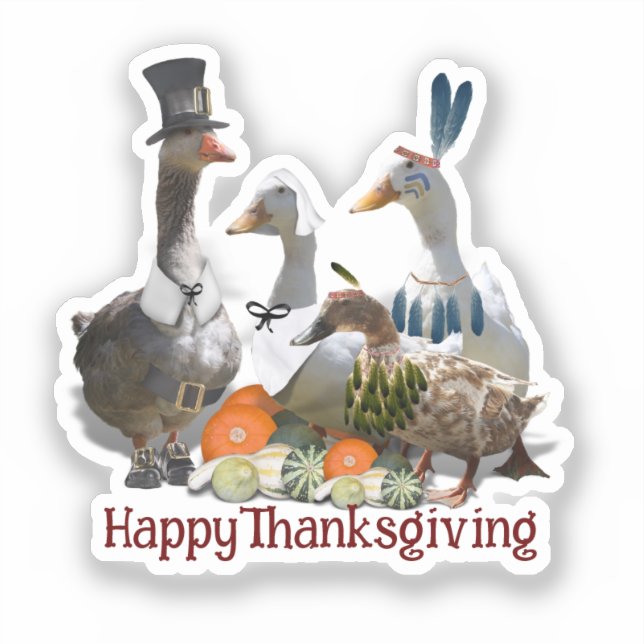 Pilger Gans Enten Thanksgiving  Aufkleber (Vorderseite)
